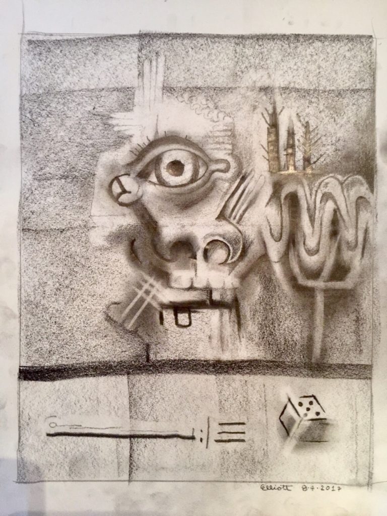 Preparatory Drawing 8417 by Elliott Earls 9x12in. Graphite and Charcoal on Acid Free Paper. 2017.