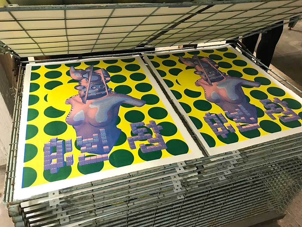 Prints in the drying rack
