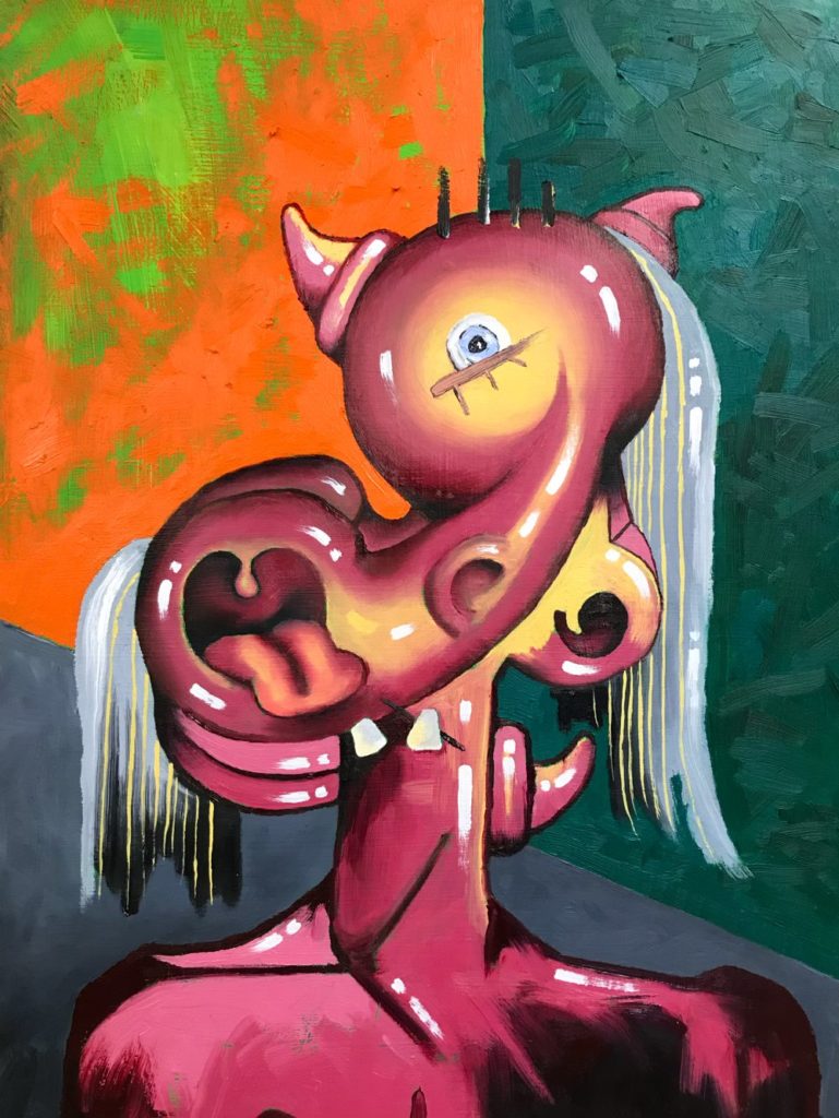 Untitled Portrait Number 3 By Elliott Earls 24 x 36 x 2 in. Oil on linen over hardboard February 5, 2018.