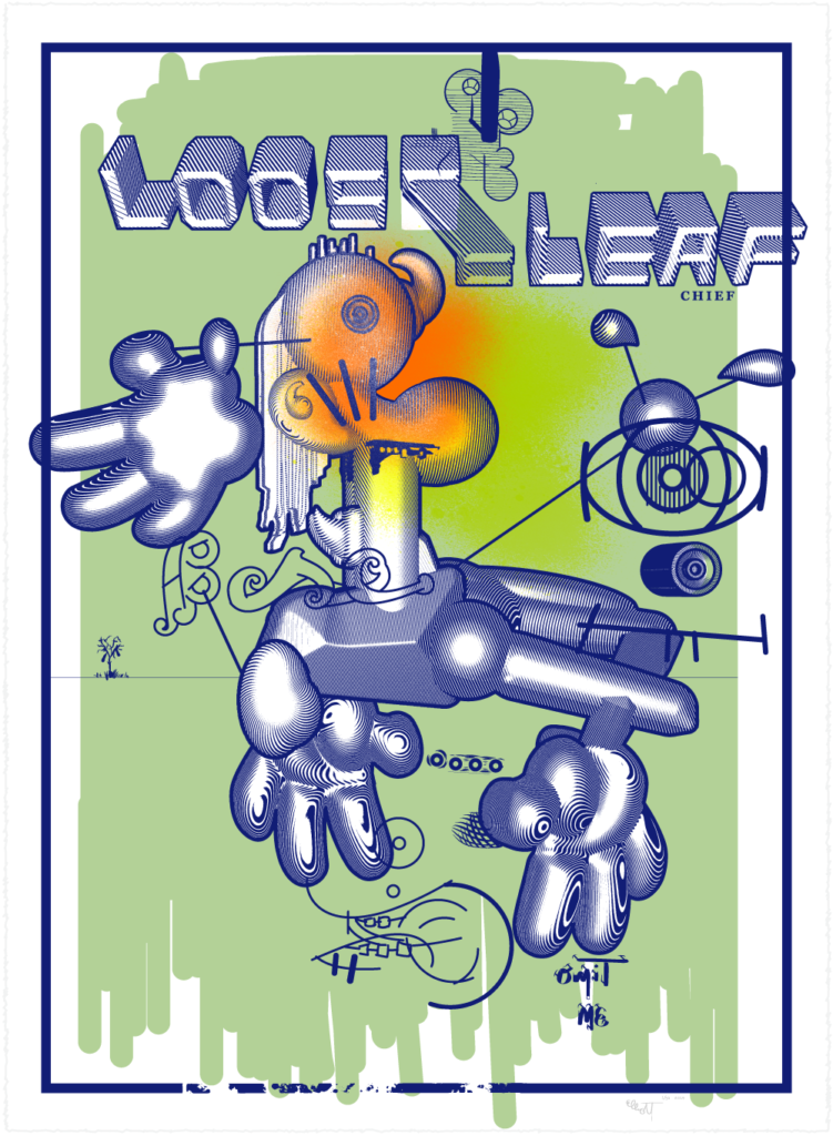 “Looseleaf Chief in Avocado 🥑 Lemon 🍋 and Orange 🍊” Limited Edition Hand-Pulled Print by Elliott Earls for November 2019