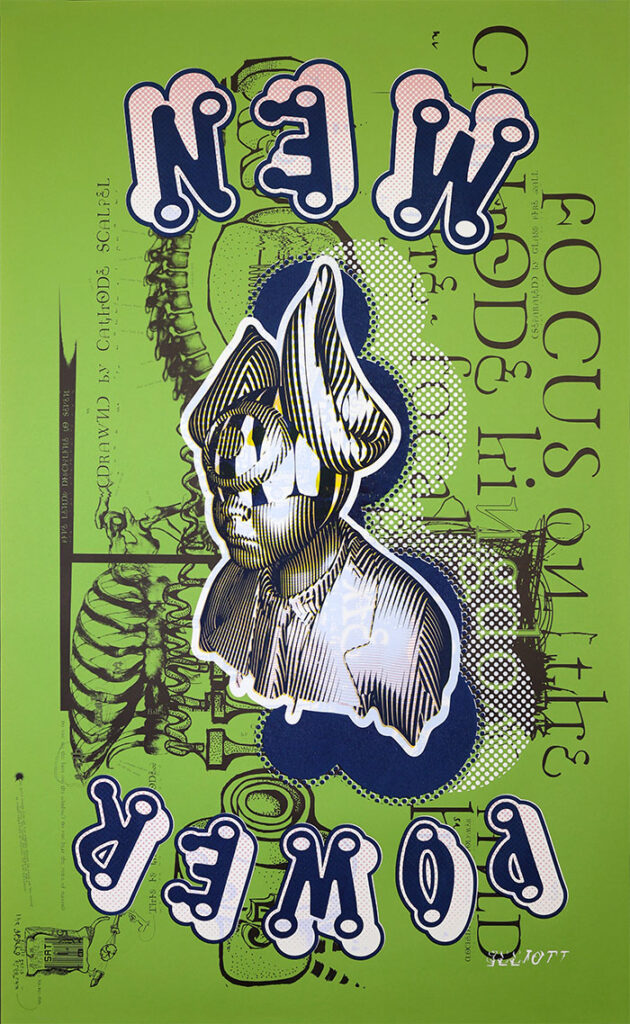 “New Power (A Cathode Kingdom Remix)” Hand-Painted 5 Color Print by Elliott Earls