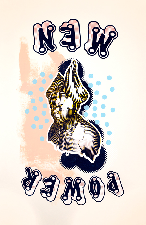 “New Power – New Power Seafoam” Hand-Painted 4 Color Print by Elliott Earls