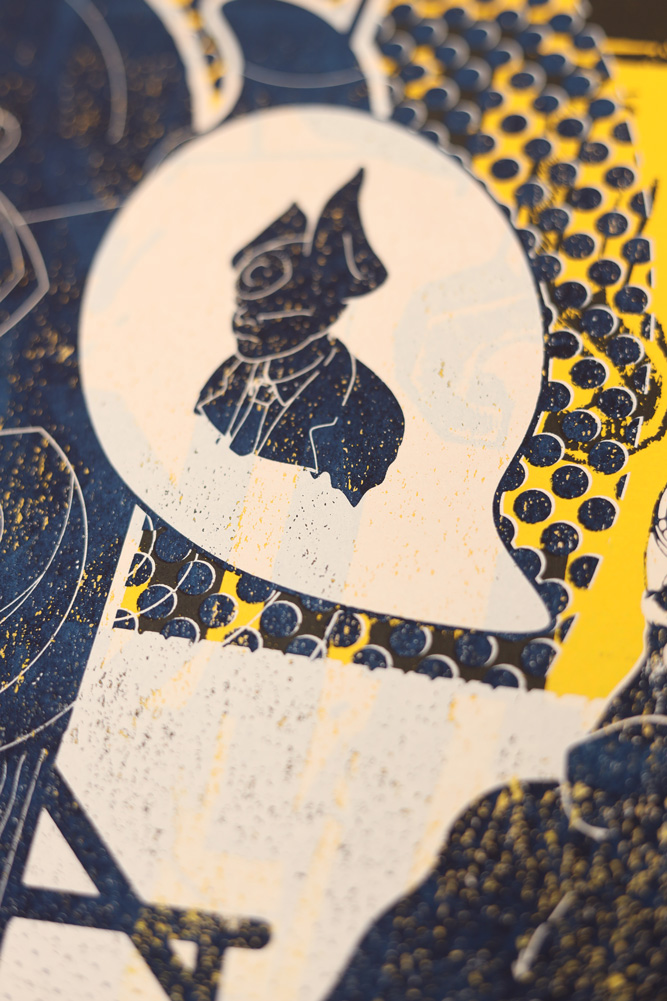 (Detail View) “Dress Like The Boss” Hand Painted Print By Elliott Earls